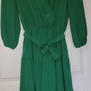 Flying Tomato Vibrant Green Long Sleeve Dress